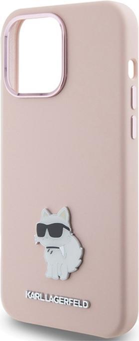 Actual product image Karl Lagerfeld KLHCP15LSMHCNPP iPhone 15 Pro 6.1" różowy/pink Silicone Choupette Metal Pin (Apple iPhone 15 Pro)