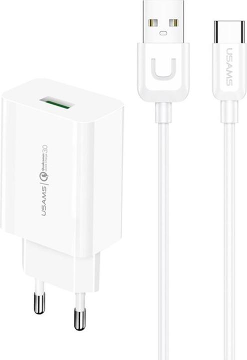 Usams Charger Set QC3.0 incl. Type-C Charging Cable 1m - White (18 W)