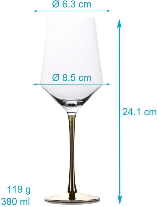 Produktbild Intirilife Wein Glas Set für Rotwein Weisswein (38 cl, 1 Gläser, Weingläser Set)