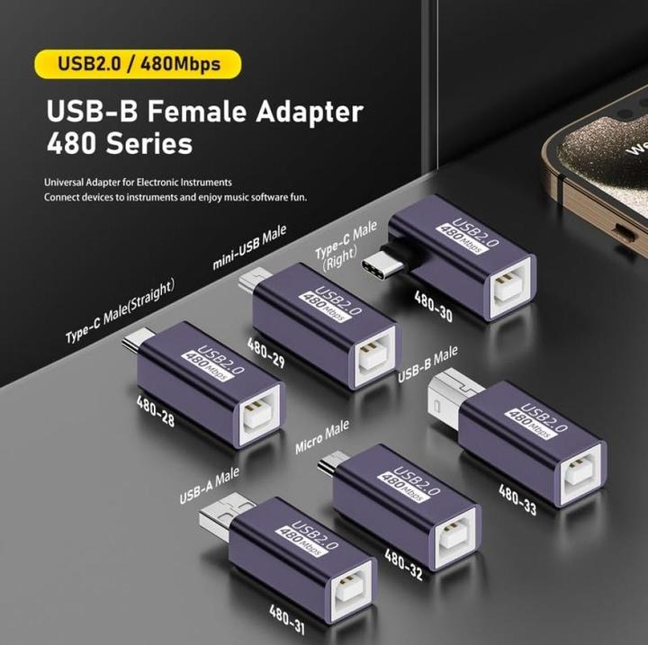 Produktbild PowerGuard USB B 2.0 (female) Buchse auf USB A 2.0 (male) Adapter (USB 2.0)