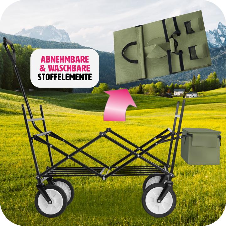 Actual product image tectake Foldable handcart with roof and carry bag