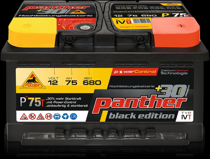 Actual product image Panther black edition (12 V, 75 Ah, 680 A)