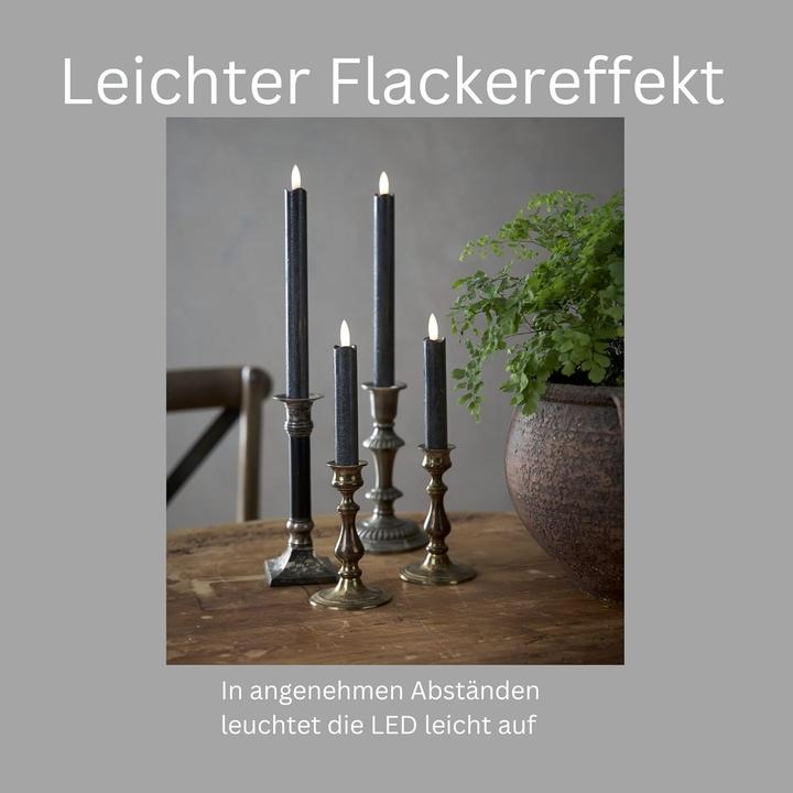 Image du produit Novaliv Stabkerzen LED mit Timer SCHWARZ 2er indoor mit Timer Funktion 6 Stunden ECHTWACHS 24cm Höhe für Ker (2 x)