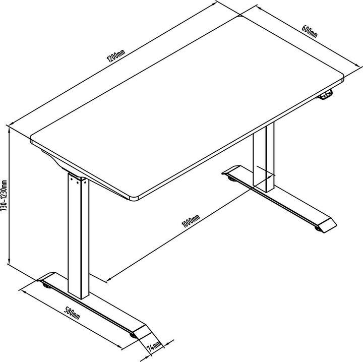 Image du produit Digitus Bureau électrique réglable en hauteur (120 x 60 x 73 cm)