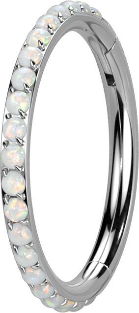Produktbild Star Piercing Micro Segmentring klappbar silber seitlich Opale weiss (ohne Messing, Titan G23)