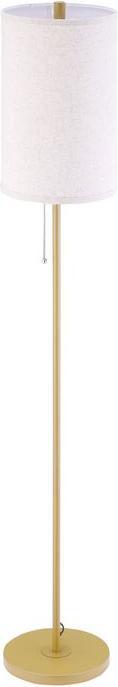 Actual product image Swisshandel24 Stehlampe Wohnzimmer Stehleuchte mit Leinen Lampenschirm, Zugkettenschalter (E27)