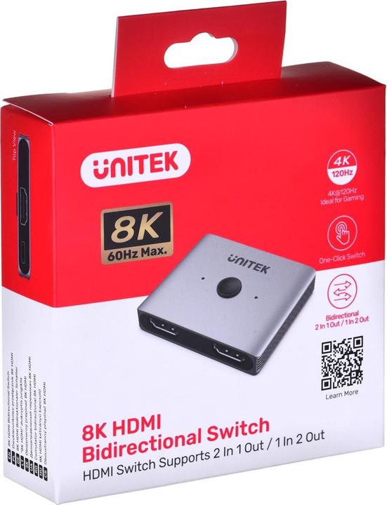 Actual product image Unitek Dwukierunkowy przełącznik HDMI 2.1 8K 2na1