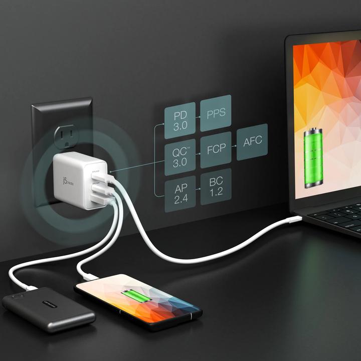 Produktbild j5Create 65W GAN USB-C 3-PORT CHARGER EU (65 W)