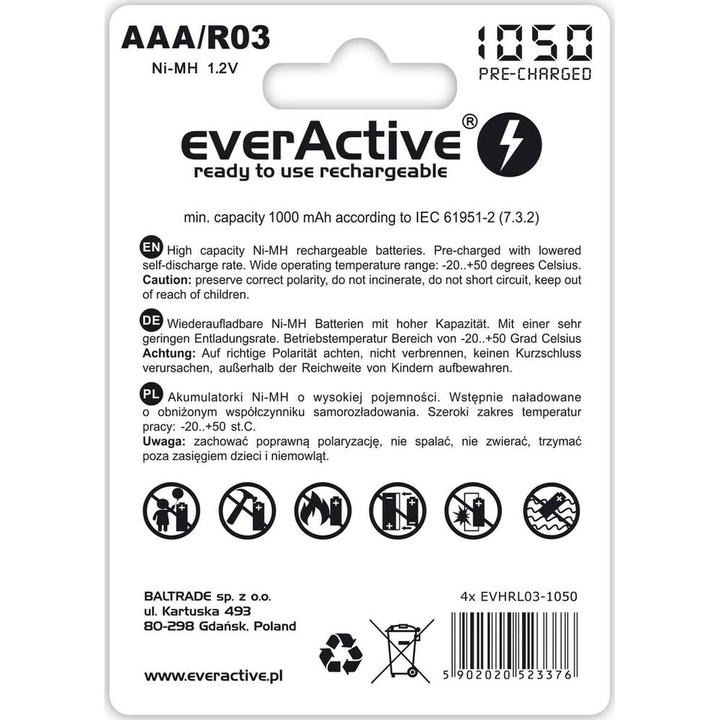 Energie-Label Everactive 1050 Serie (4 Stk., AAA, 1050 mAh)