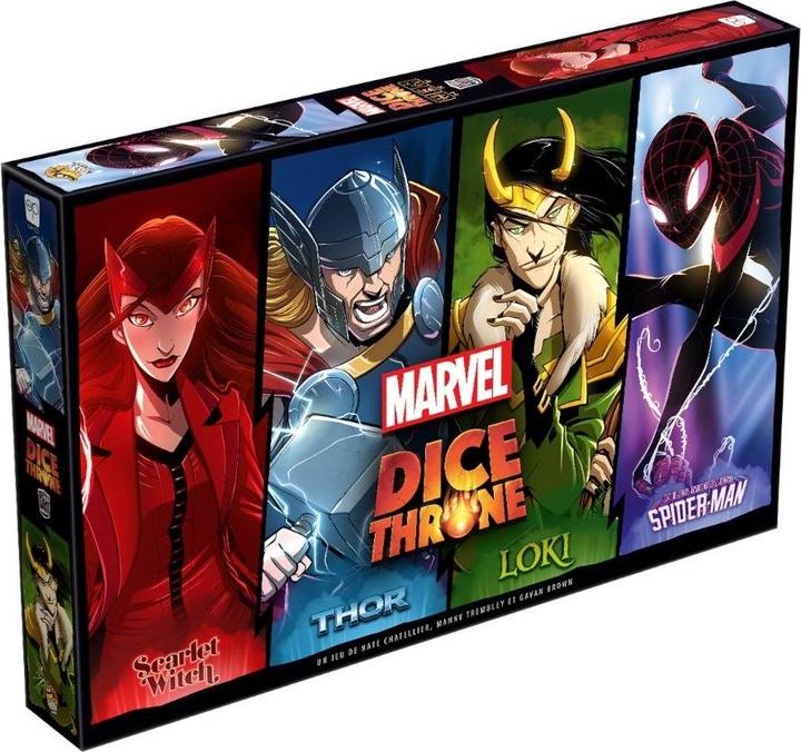 Actual product image Dice Throne Marvel : Scarlet Witch-Thor-Loki-Spiderman Miles Morales (French)