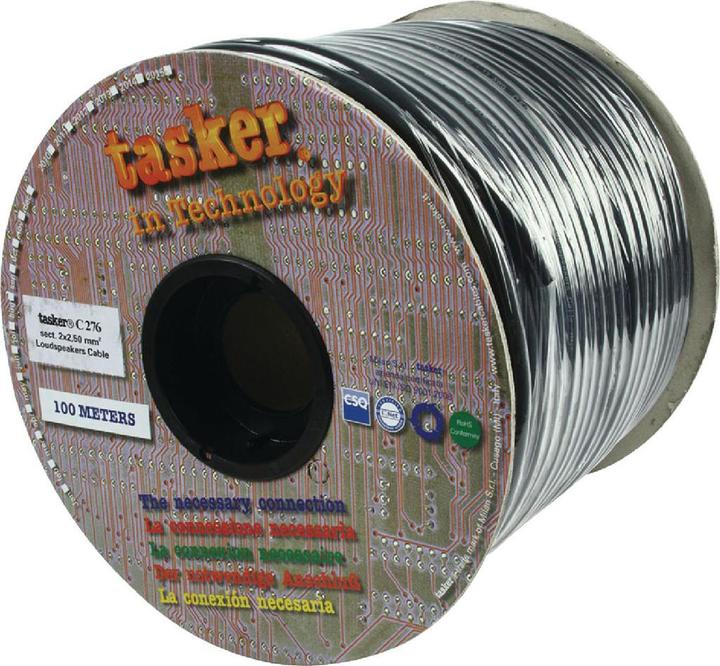 Immagine prodotto Tasker Cavo audio, nero, 100 m, PVC 3,50x9,20 mm (100 m, 2.50 mm².)