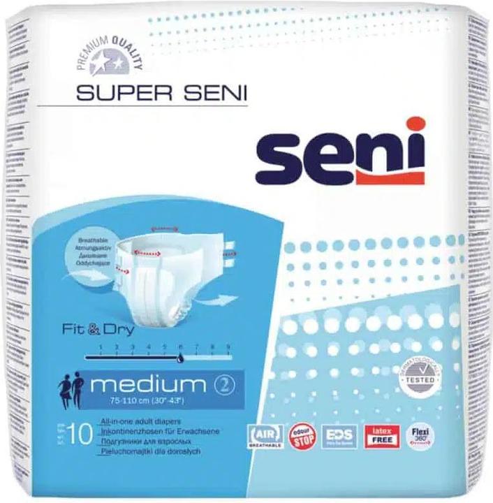 Produktbild Seni Windelhosen M atmungsaktiv Hüftumfang 75-110cm 6 Tropfen (30 x, M)