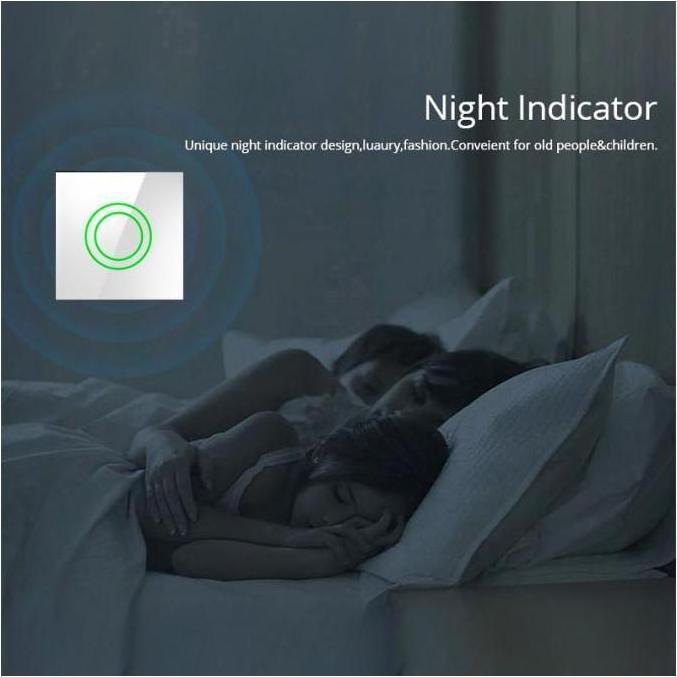 Produktbild Maclean Touch-Lichtschalter, doppelt, Glas, weiß mit runder Taste Energy MCE704W, Maße 86x86mm, mit