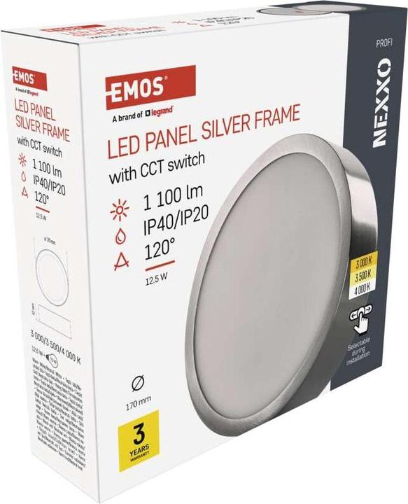 Immagine prodotto Emos Lampada LED a plafone NEXXO, rotonda, argento, 12,5W, con Change CCT (1100 lm)