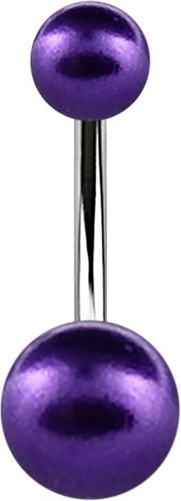 Star Piercing Banane silber mit zwei Perlenkugeln violett (ohne Messing, Chirurgenstahl 316L)