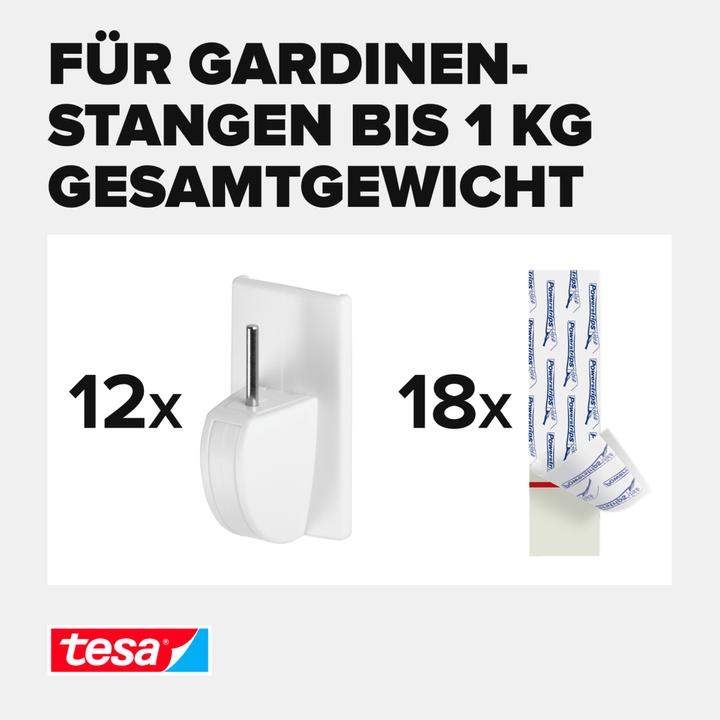 Produktbild tesa 3x Powerstrips Gardinenhaken 12 Haken