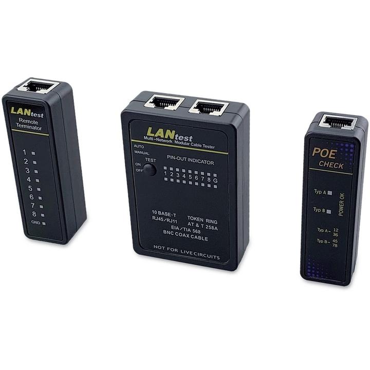equip Testeur de câbles réseau pour câbles RJ11/RJ12/BNC, noir