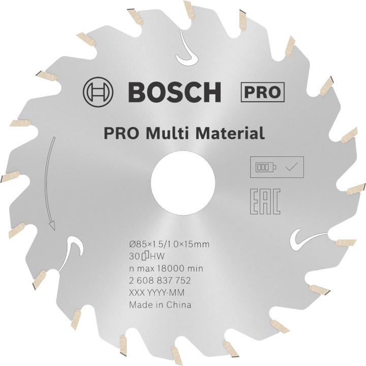 Bosch Professional Zubehör PRO Multi Material cordless Kreissägeblatt, 85 x 1,5 x 15 mm