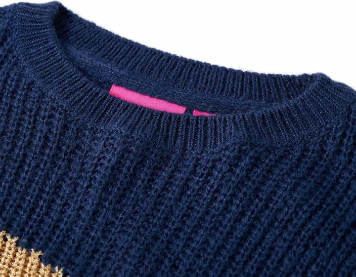 Actual product image VidaXL Kids jumper knitted navy blue 140,Material: 67 (140)