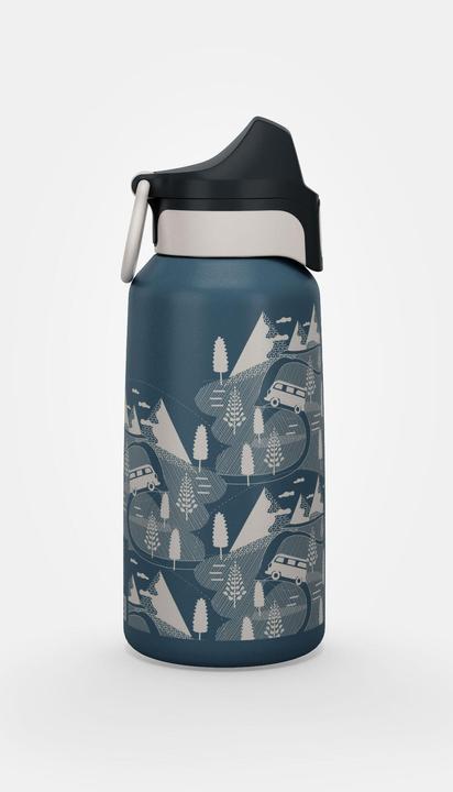 Actual product image Quechua Children's drinking bottle 0.6 l stainless steel quick-release fastener for hiking - blue (0.60 l)