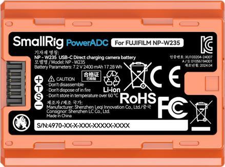 Produktbild SmallRig 4970 NP W235 USB C Rechargeable Camera Battery (Orange) (Kamera Akku)