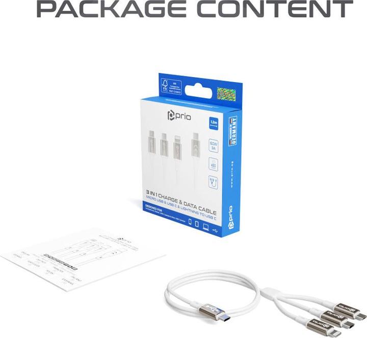 Produktbild prio 3 in 1 Ladekabel (1.20 m, USB 2.0)