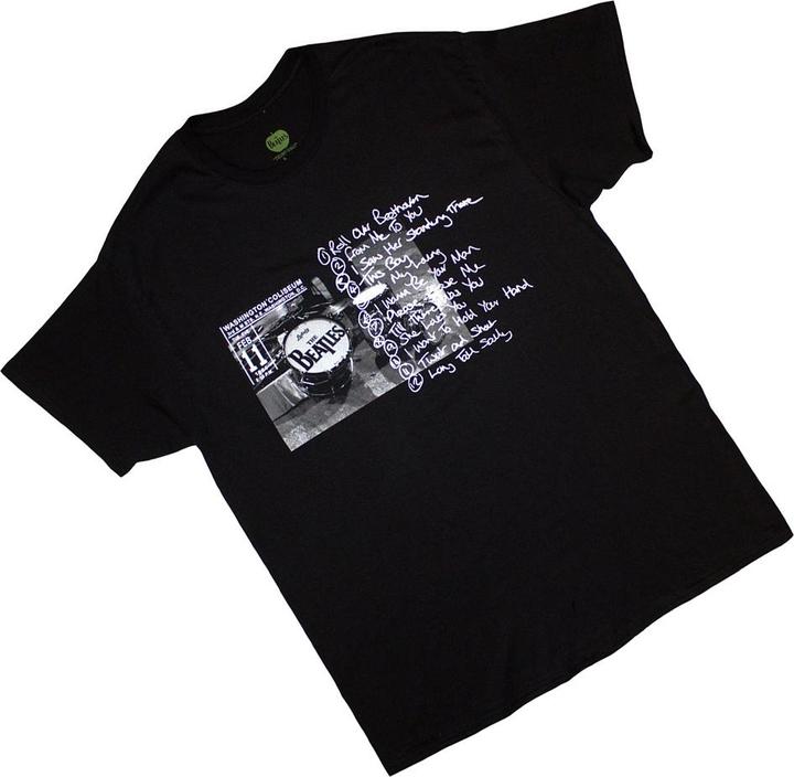 Actual product image The Beatles Unisex Adult Washington Coliseum 64 Drum & Setlist T-Shirt (L)