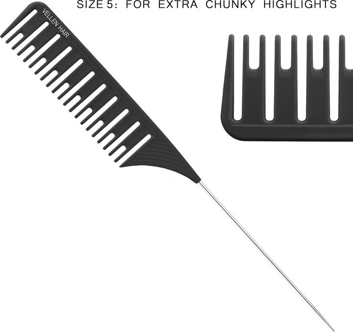 Image du produit Vellen Hair Set de peignes à surbrillance, pack de 2, noir