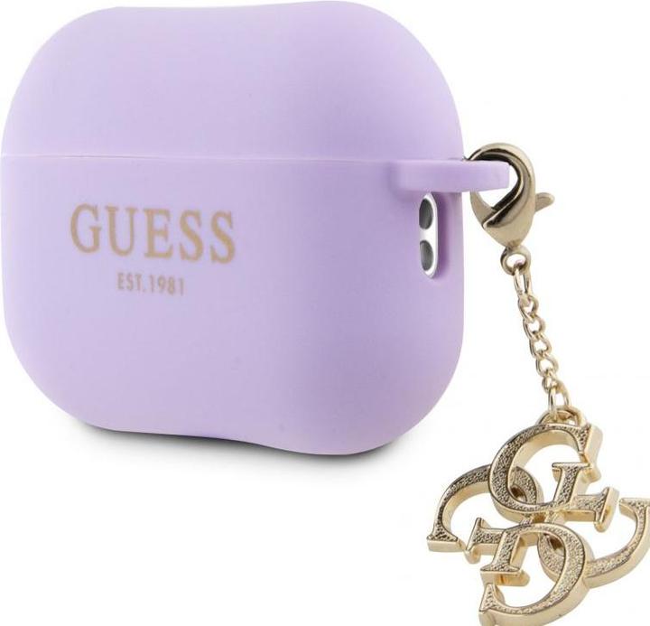 Produktbild Guess GUAP2LECG4U AirPods Pro 2 cover fioletowy/purple Liquid Silicone Glitter Triangle Charm (Kopfhörer Tasche)