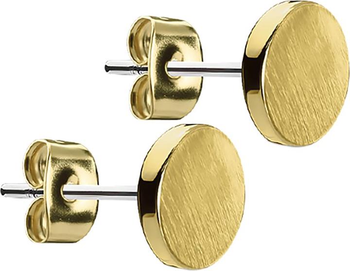 Produktbild Star Piercing Ohrstecker rund gebürstet vergoldet (Messing, Chirurgenstahl 316L)