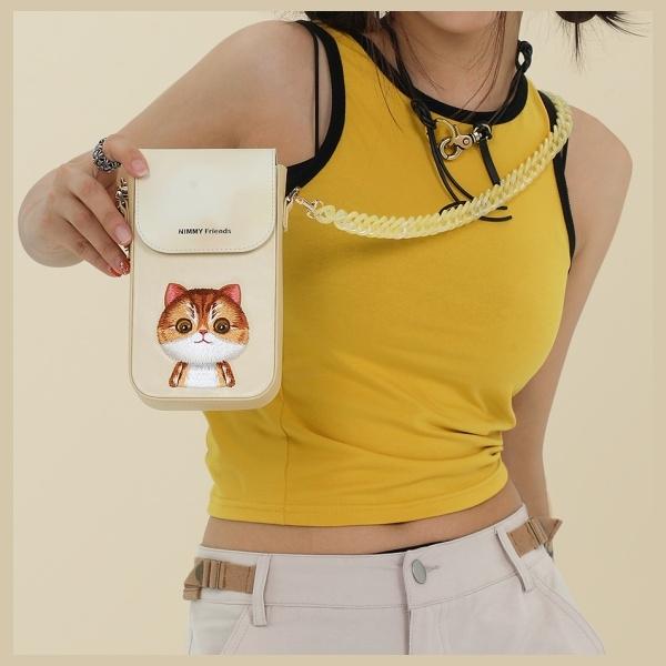 Actual product image Dell Nimmy phone bag khaki Big Eyed Pet 2.0 Cat