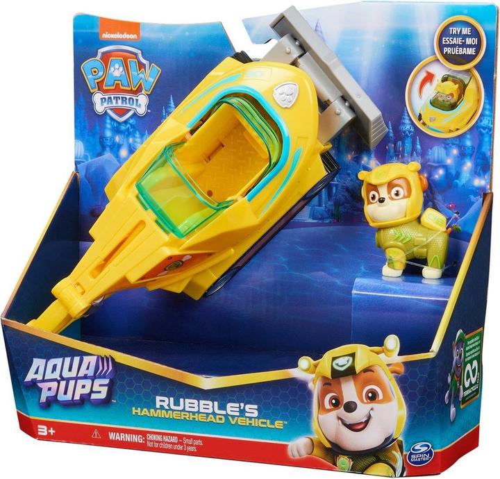 Actual product image Spin Master Paw Patrol Aqua Pups Deluxe Vehicle Rubble