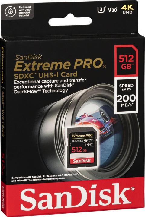 Image du produit SanDisk Extreme PRO UHS-I V30 (512 Go, SDXC, U3, UHS-I)