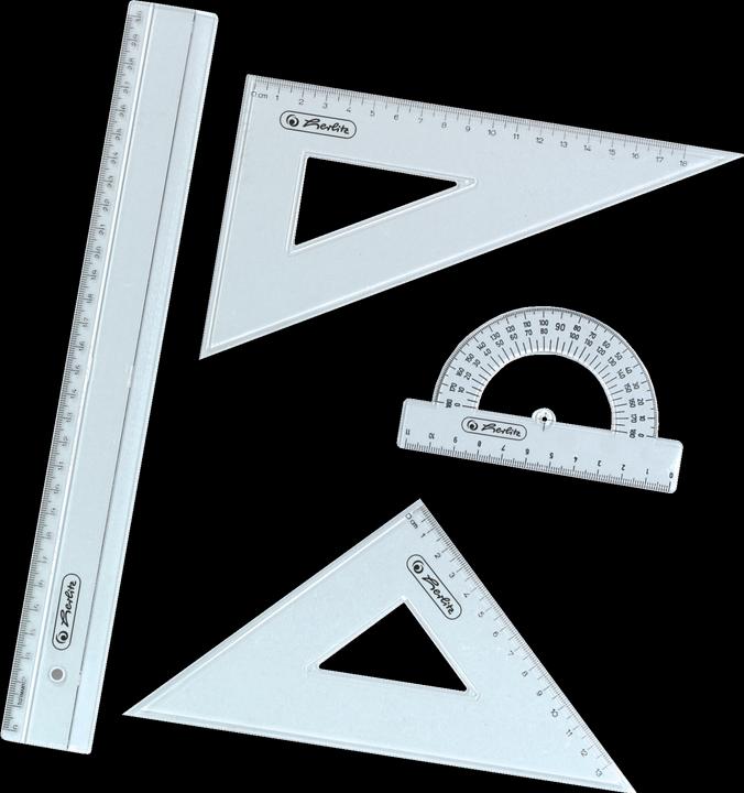 Immagine prodotto Herlitz Triangolo di geometria e disegno (ufficio, scuola) Set di geometria da 4 pezzi in plastica (190 mm)