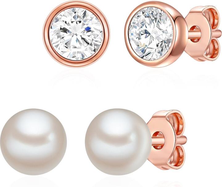 Rafaela Donata Damen Sterling Silber verziert mit Kristallen von Swarovski® Süsswasser-Zuchtperle roségold - 12512 (Sterling Silber)