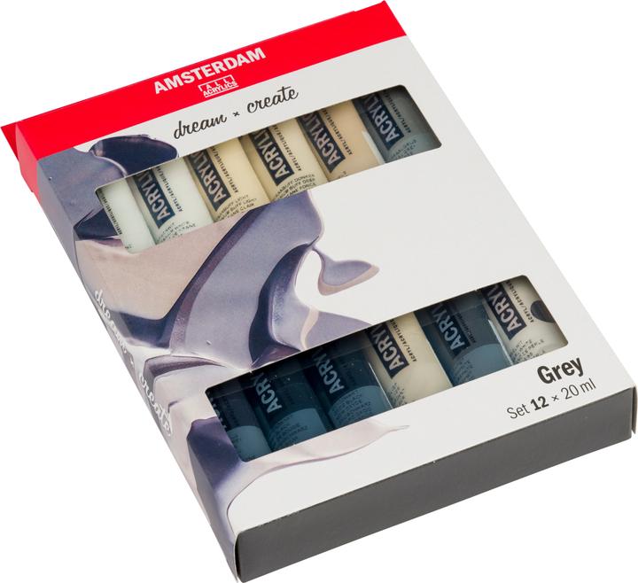 Produktbild Amsterdam Acrylfarbe Greys 12 Tuben à 20 ml (Mehrfarbig, 20 ml)