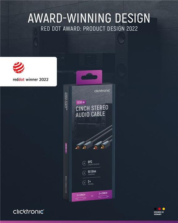 Actual product image clicktronic Stereo audio cable (0.50 m, Cinch)
