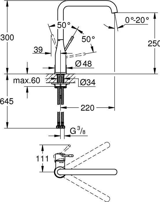 Actual product image Grohe Kitchen faucet with single lever mixer Essence glossy chrome 30269000