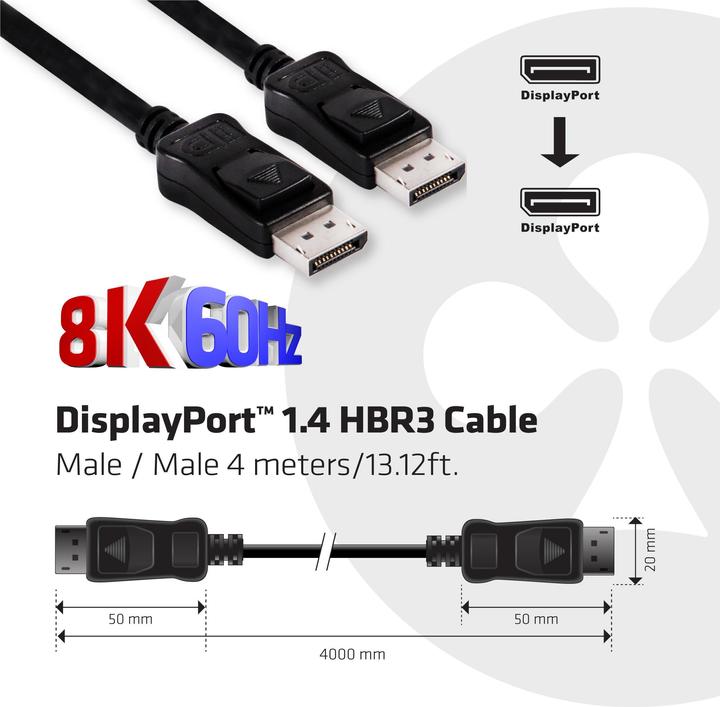 Image du produit Club 3D DisplayPort 1.4 HBR3 (4 m, DisplayPort)