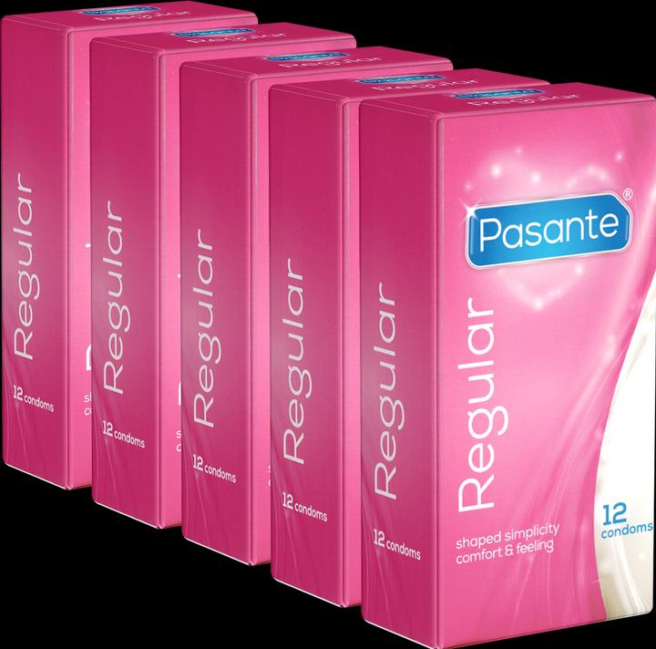Actual product image Pasante Regular" (value pack!) 5x12 anatomical condoms with extra large head part (60 pcs.)