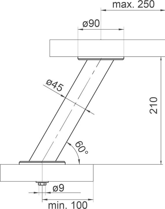 Actual product image EBB Bar consoles Bari, round ø 45 mm, inclined 30/60°. (1 pcs.)