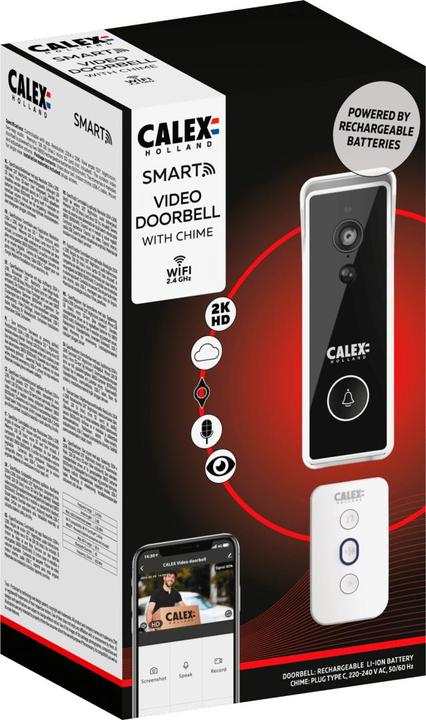 Actual product image Calex Slimme Deurbel met Camera - 2K Video Deurbel - Draadloos - Incl. Chime (Cable)