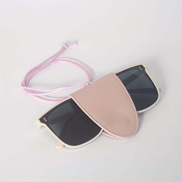 Only-Bags.Store PU Leder Brillenetui mit Nackenband - Tragbare magnetische Sonnenbrillenhalterung - Universal Fit