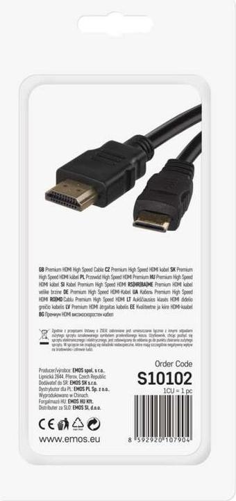 Actual product image Emos High Speed HDMI cable 2.0 A plug - C plug 1.5m (1.50 m, HDMI)