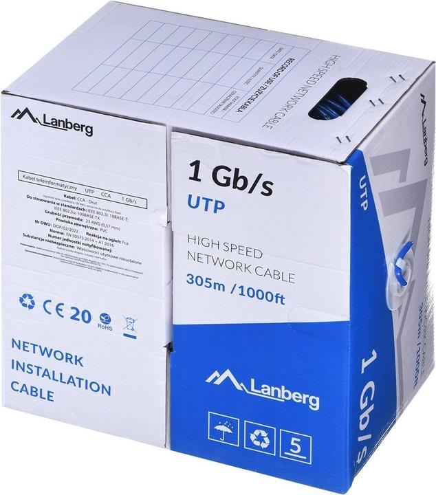 Immagine prodotto Lanberg CAVO LAN UTP 1GB/S 305M CCA BLU (U/UTP, CAT6, 305 m)
