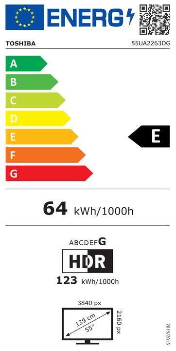 Energy Label Toshiba 55UA2263DG (55", LED, 4K)
