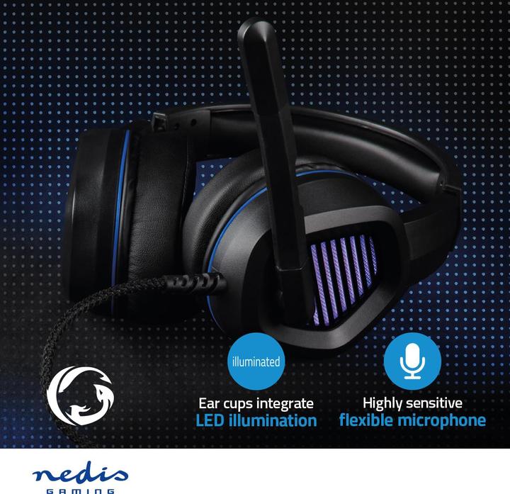 Actual product image Nedis Gaming Headset | Over Ear | Surround | USB Type-A | Foldable Microphone | 2.10 m | LED (Cable)
