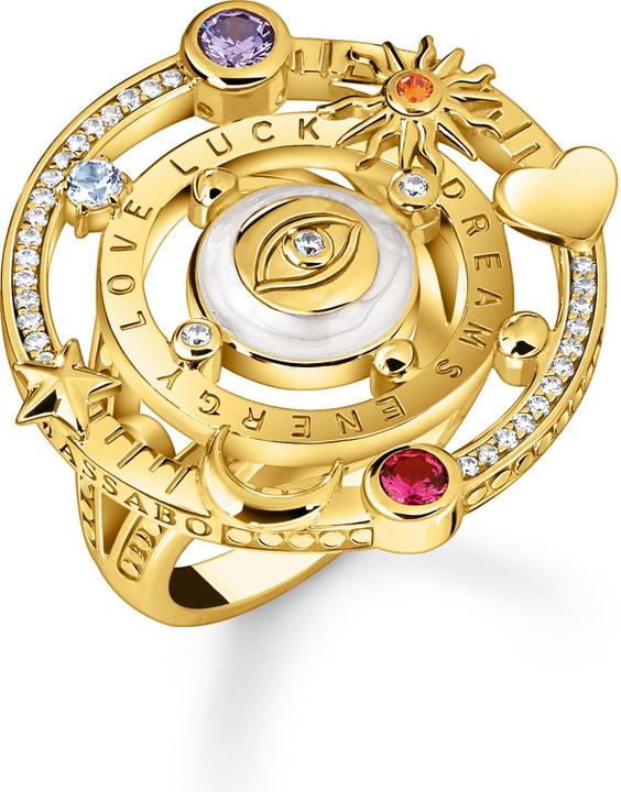 Produktbild Thomas Sabo Cocktailring im kosmischen Design mit bunten Steinen vergoldet (58, 925 Silber)