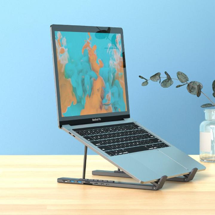 Immagine prodotto Choetech Supporto per laptop 7in1 Docking Station HUB-M48 (nero) (USB-C, 7 Porti)