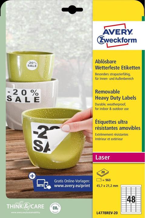 Produktbild Avery wetterfeste, wiederablösbare Etiketten